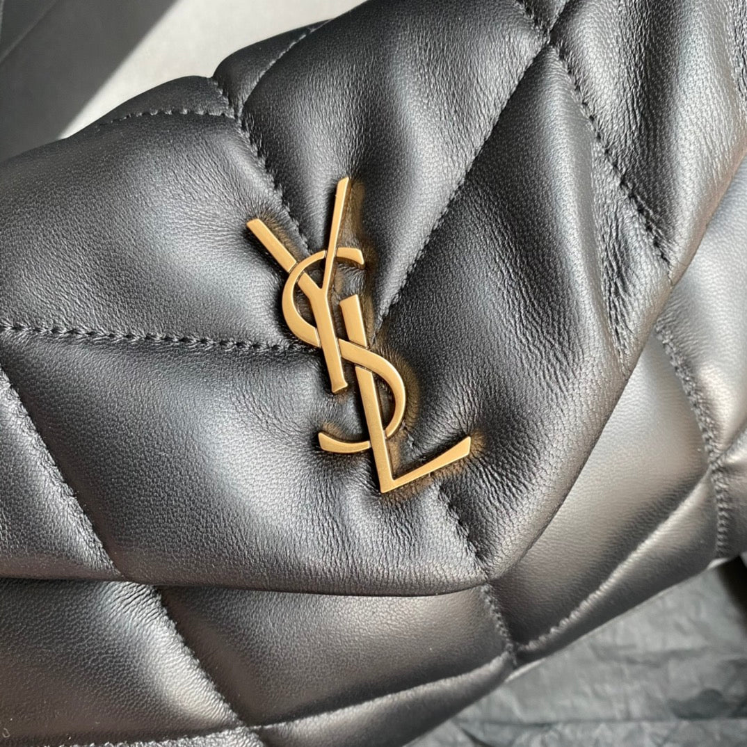 LOULOU MINI 23 BLACK QUILTED GOLD HARDWARE