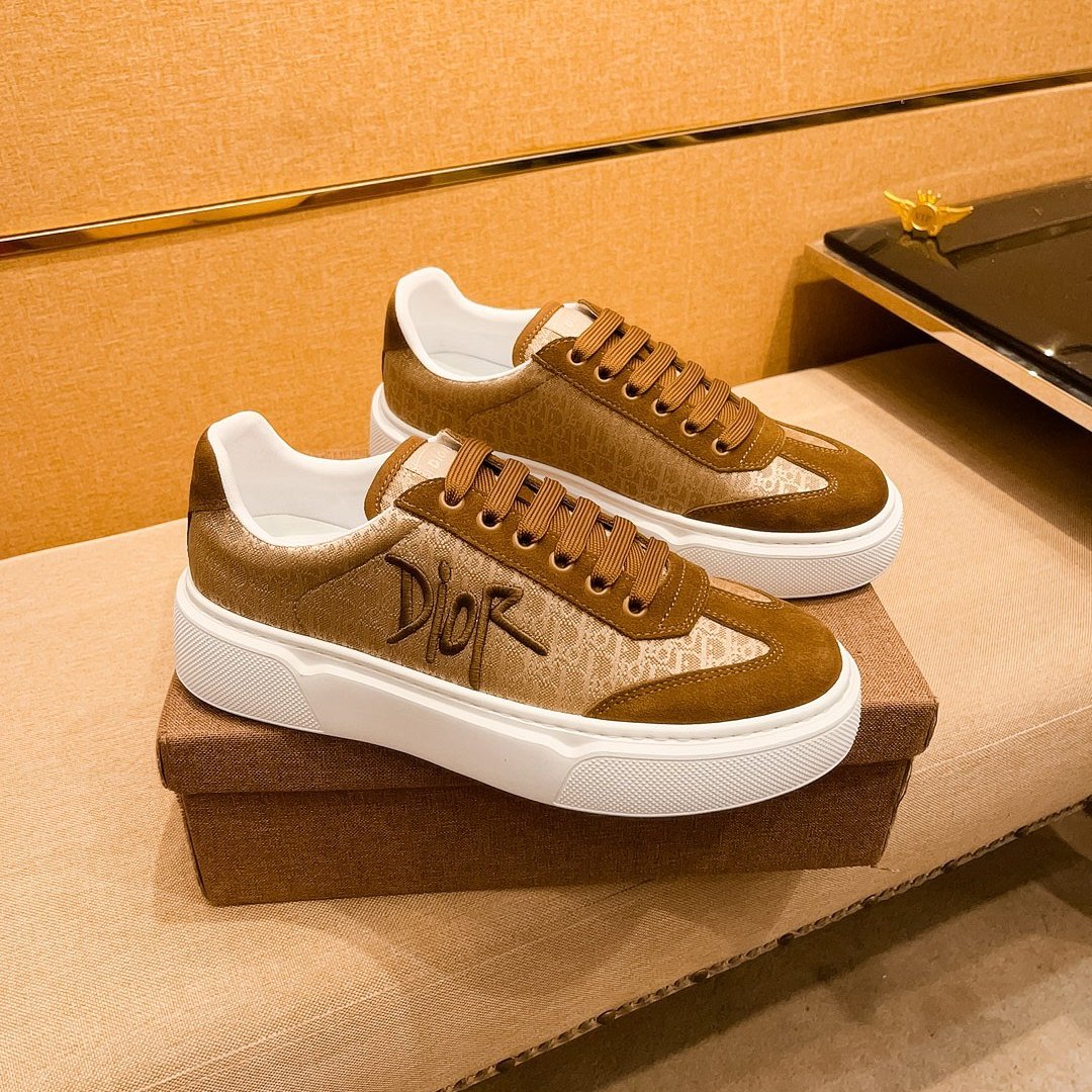 CD HOMME THICK-SOLE SNEAKERS BROWN JACQUARD