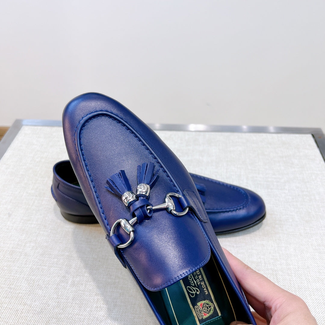 GG Men's Tassel Loafer Blue Calfskin 361349