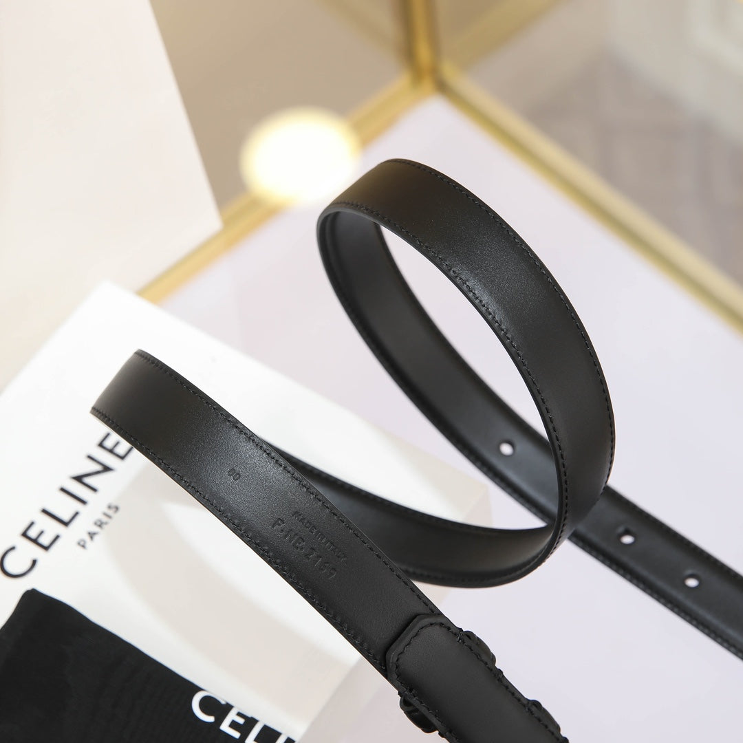 CL MEDIUM 25 MM MARCO BELT WITH STRASS IN BLACK CALFSKIN SILVER HARDWARE
