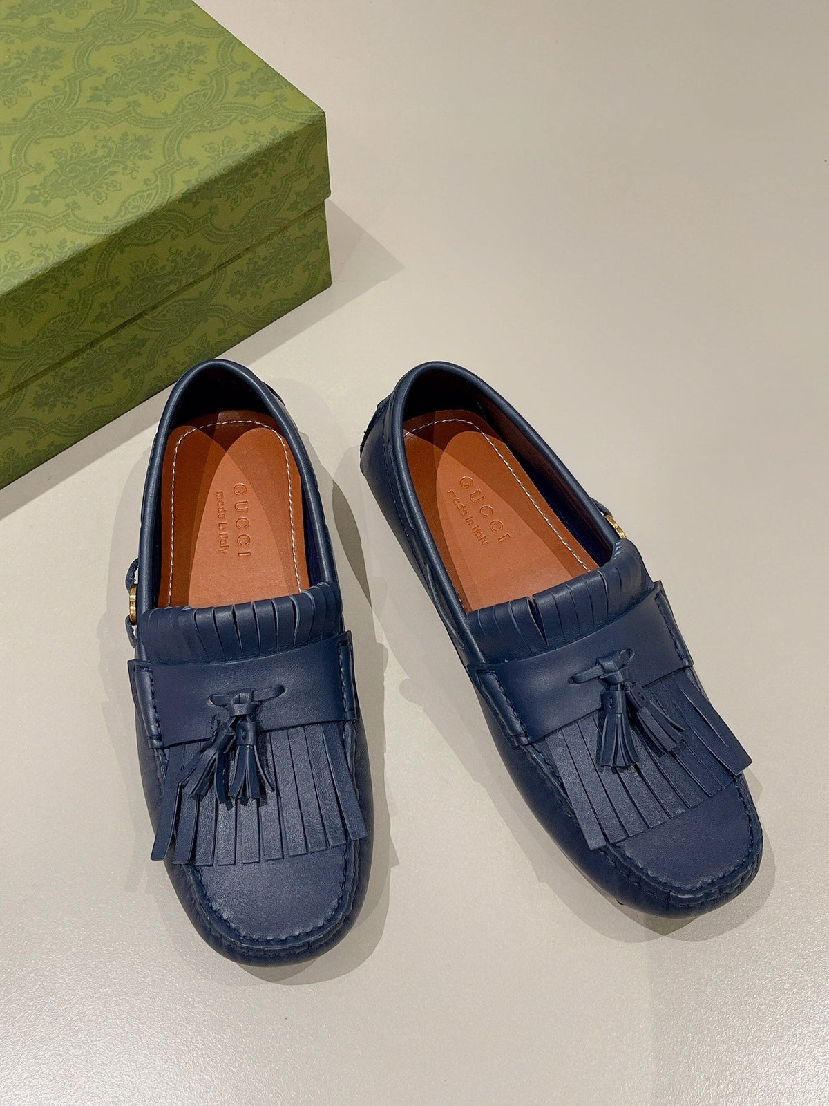 GG Men's Tassel Loafer Navy Blue Calfskin 561799