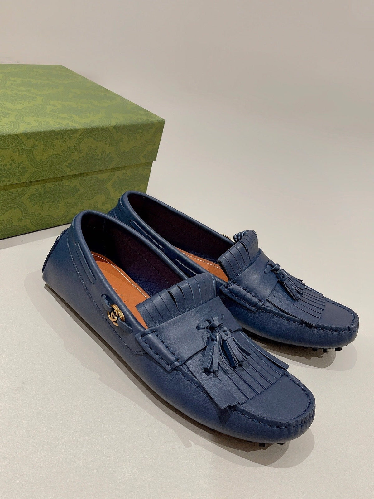 GG Men's Tassel Loafer Navy Blue Calfskin 561799