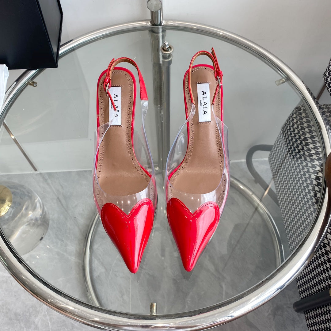 alaia slingbacks 60 optic red heart lambskin