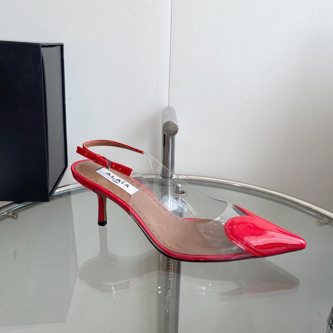 alaia slingbacks 60 optic red heart lambskin