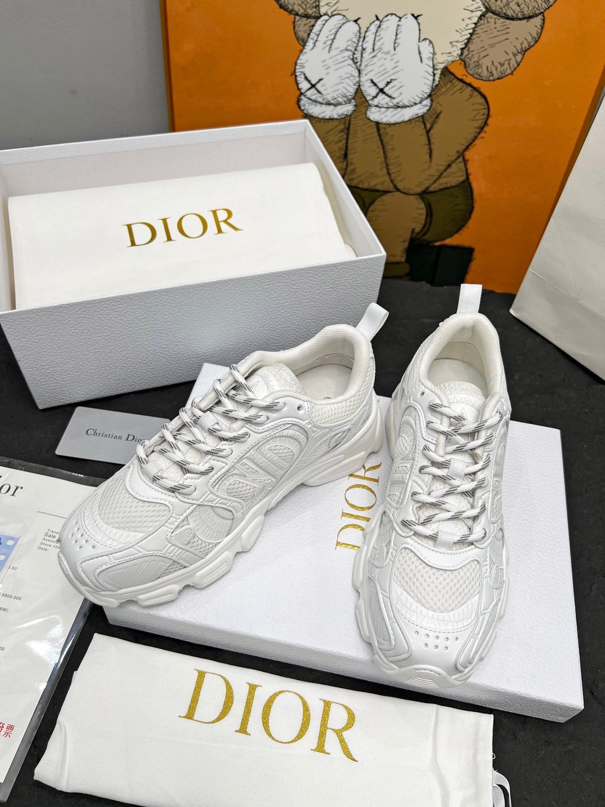 CD Chrono Sneaker White Mesh Fabric And Calfskin