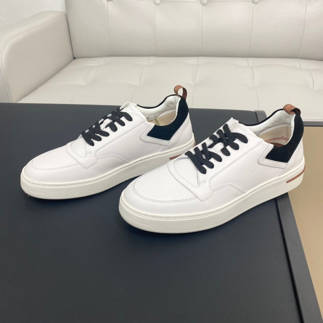 LP NEWPORT WALK SNEAKERS WHITE AND BLACK CALFSKIN