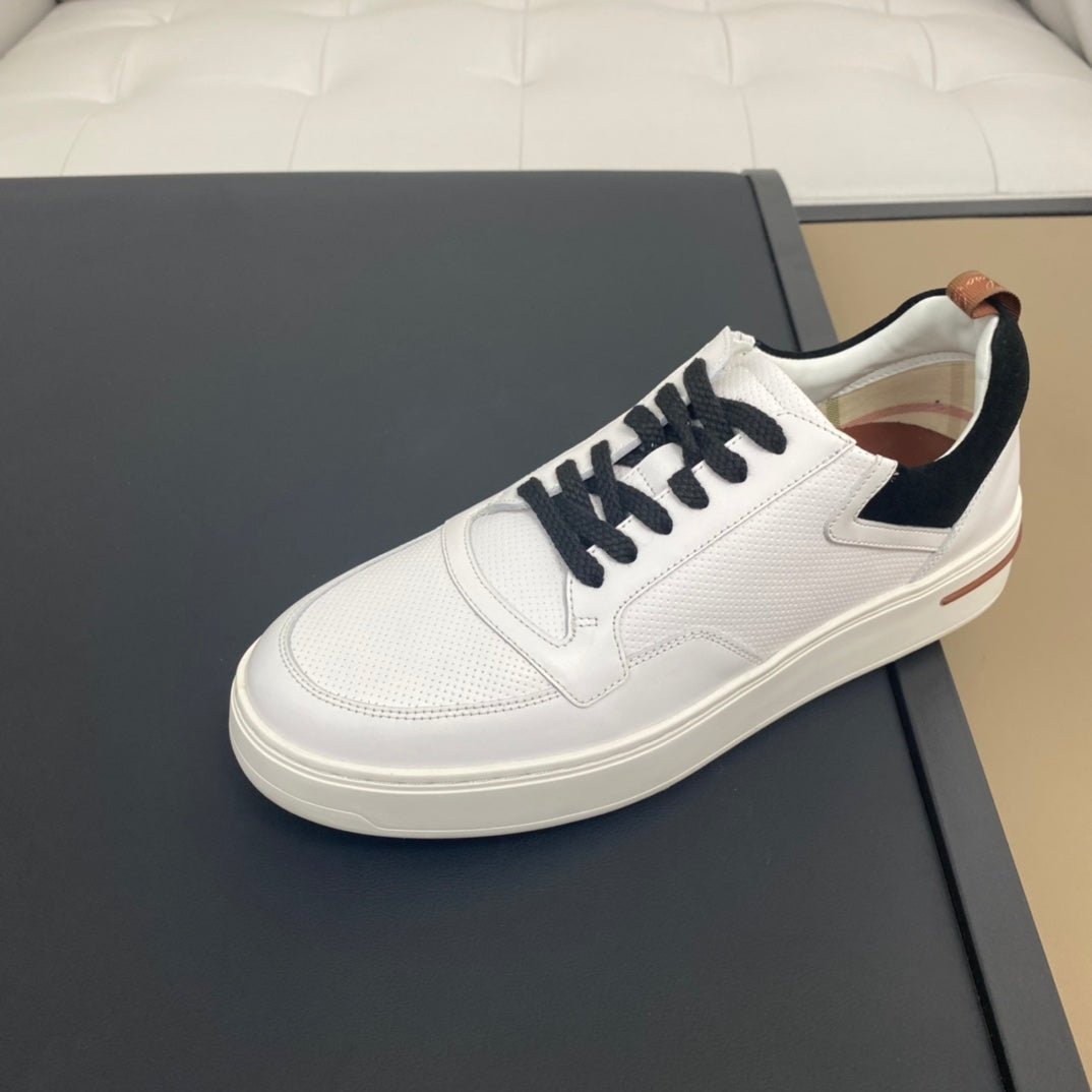 LP NEWPORT WALK SNEAKERS WHITE AND BLACK CALFSKIN