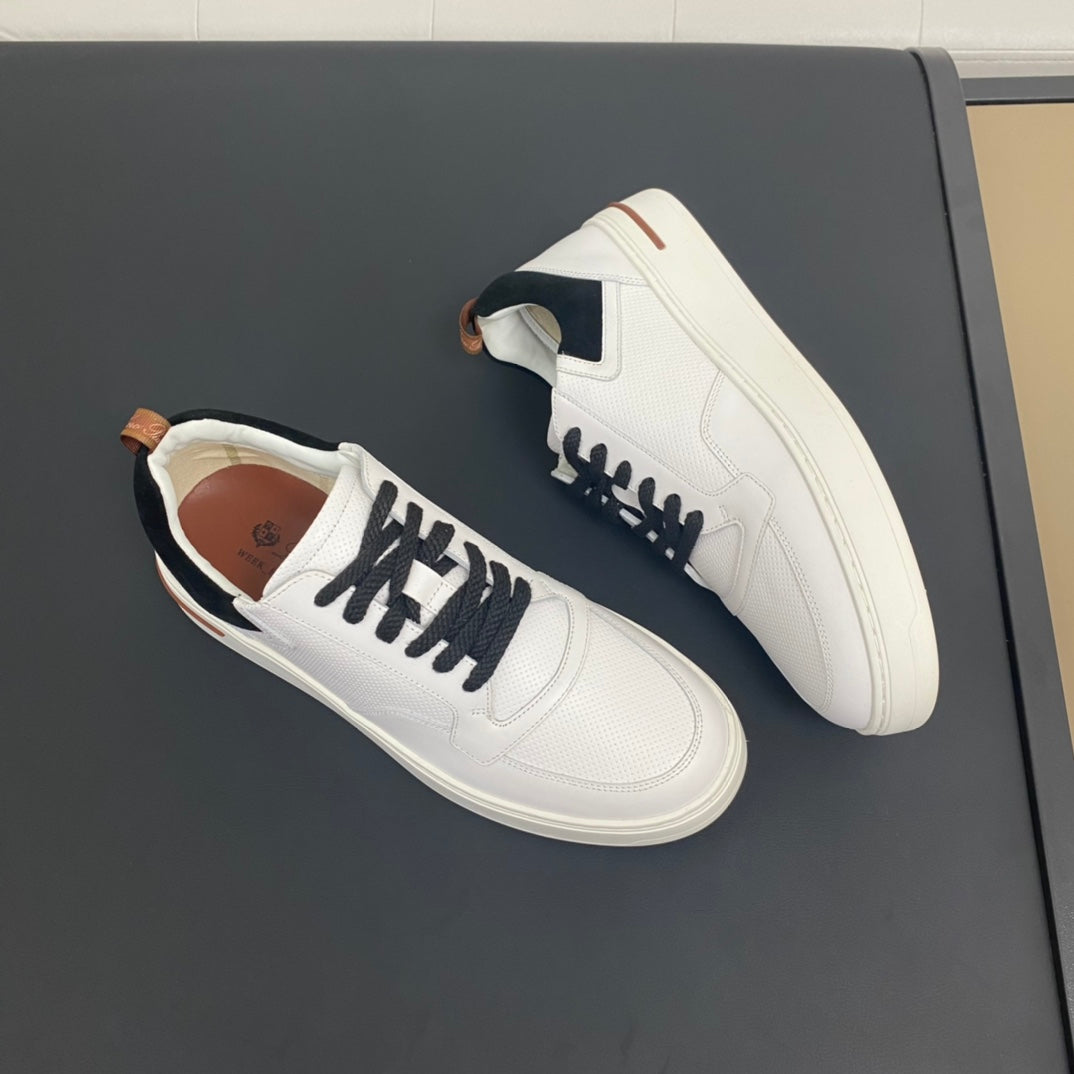LP NEWPORT WALK SNEAKERS WHITE AND BLACK CALFSKIN