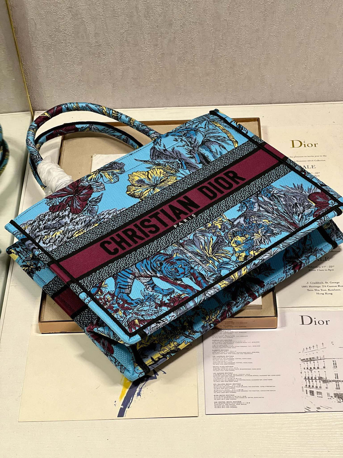 CD Elephant Blue Book Tote 36cm Bag Canvas 336549