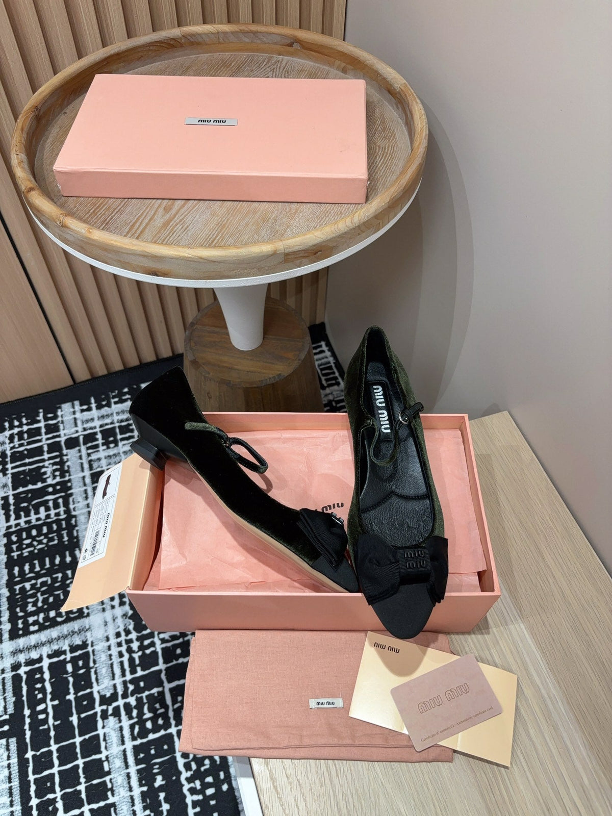 Miu Mary Jane  Dark Green And Black Velvet