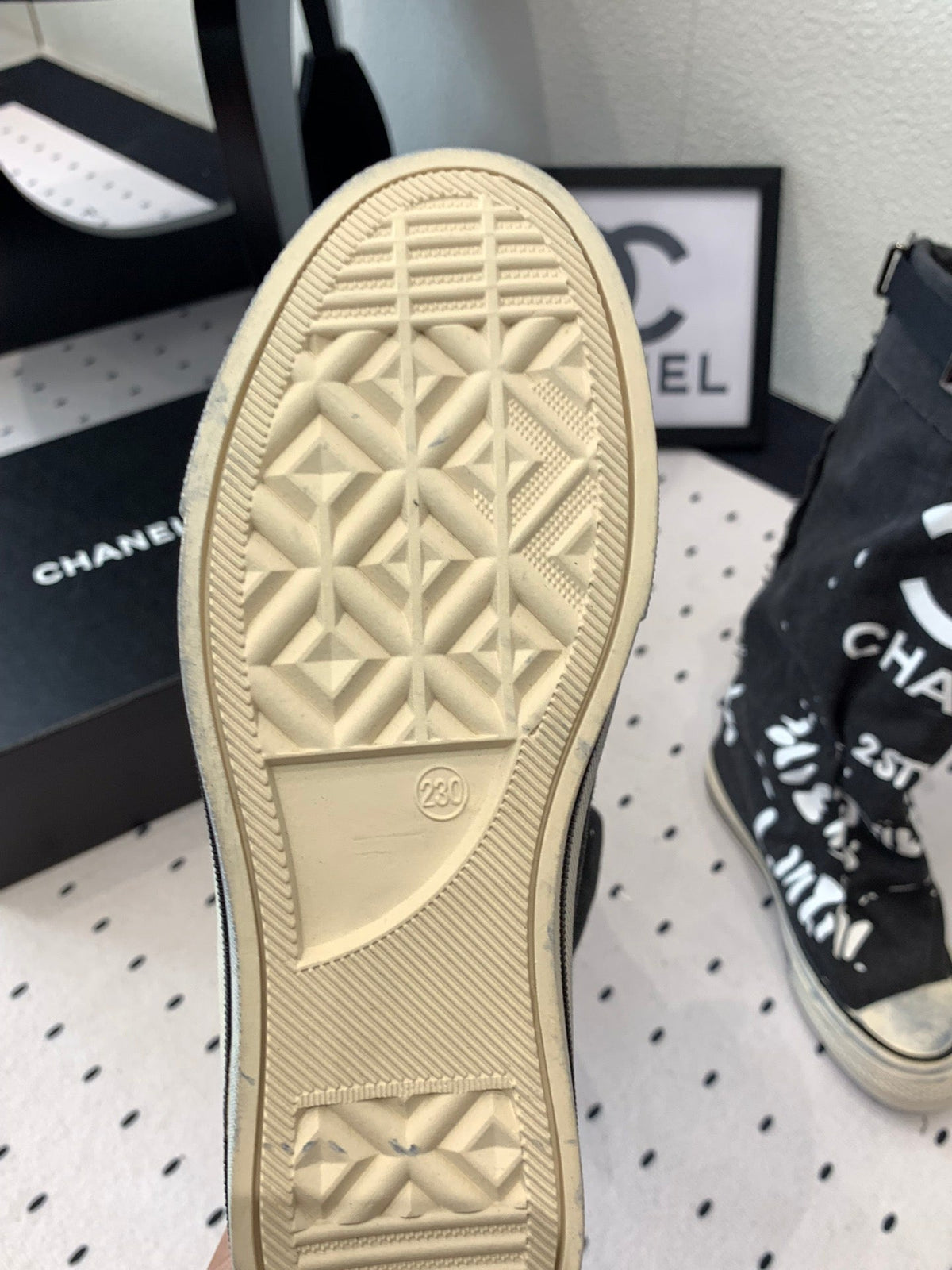 CC High-Top Canvas Boots Black White Denim Fabric  938046