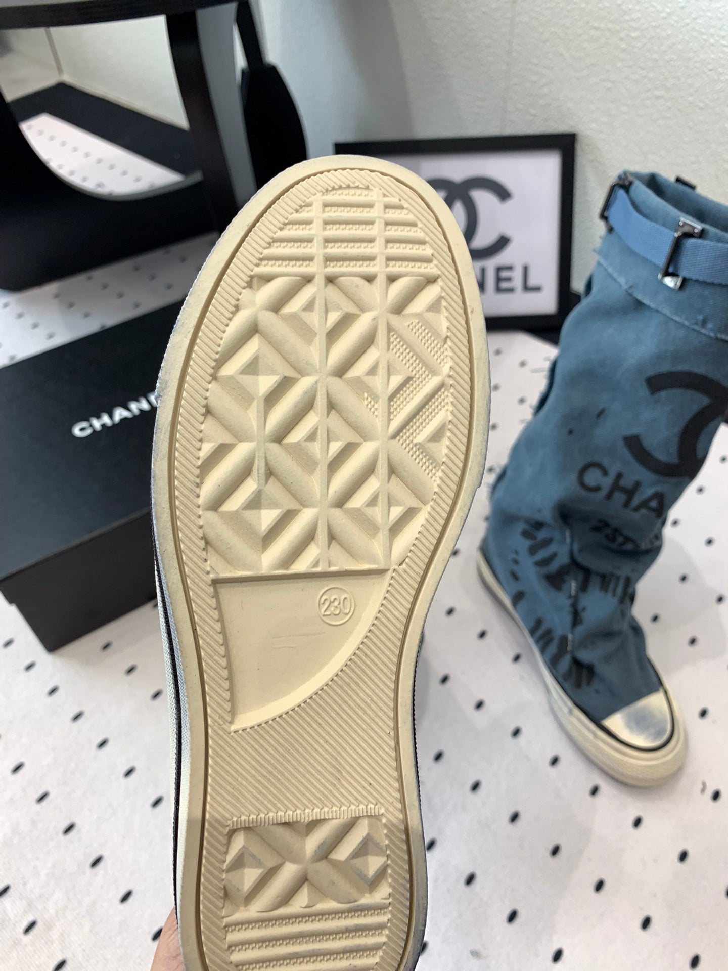 CC High-Top Canvas Boots Blue Black Denim Fabric  938049