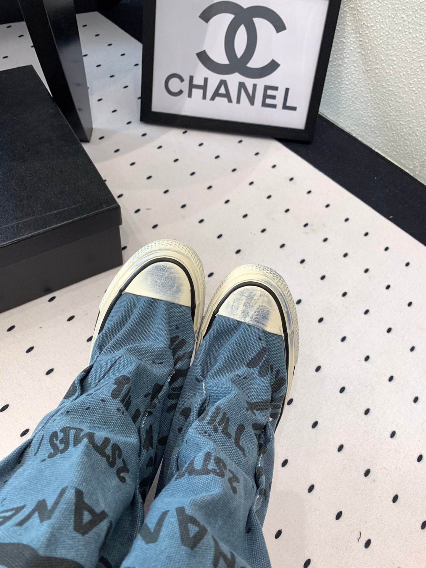 CC High-Top Canvas Boots Blue Black Denim Fabric  938049