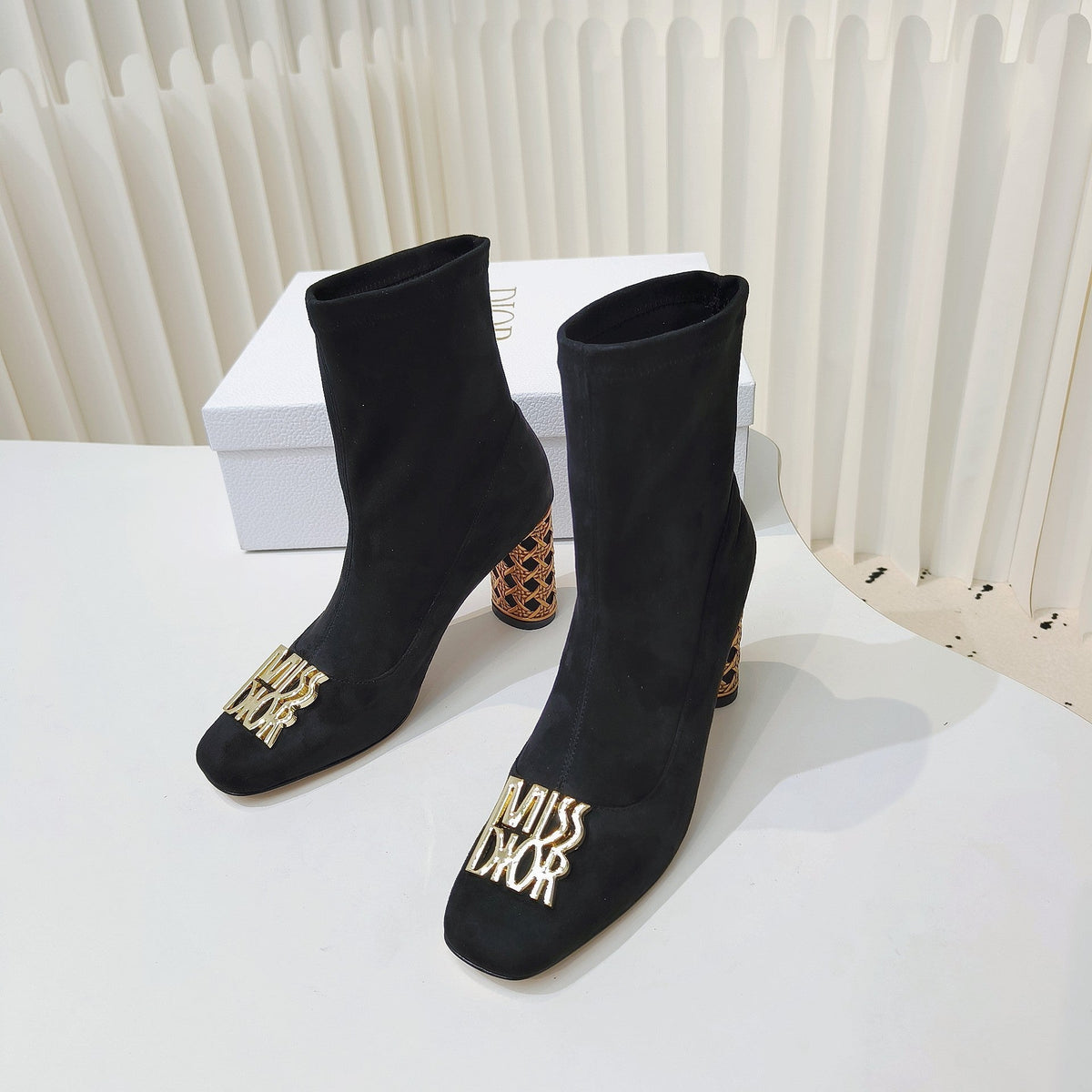 Miss Dior Ankle Boots 80mm Black Suede 111382