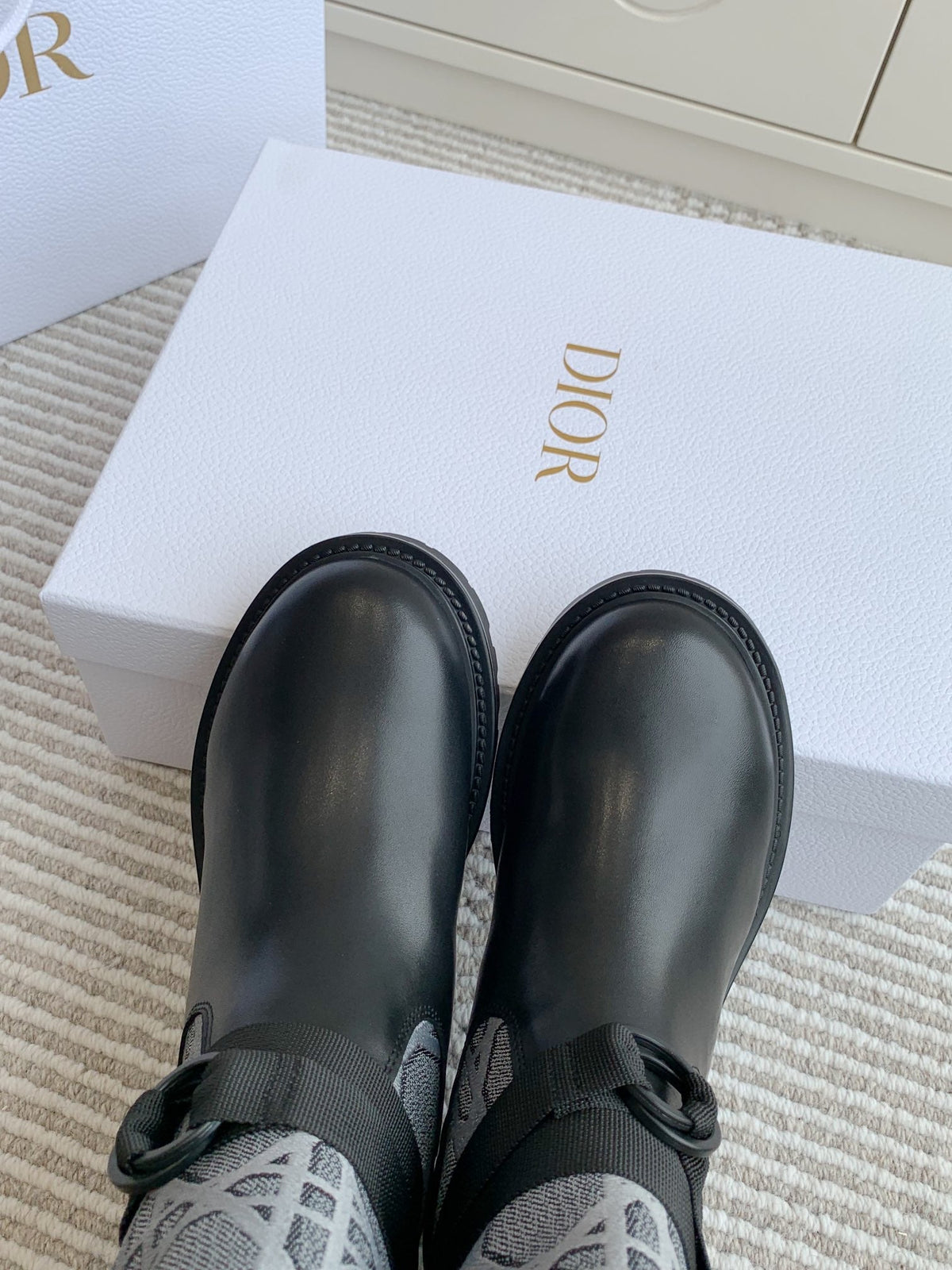 D-Major Boot In Grey Mix Black Denim Fabric With Fleece Lining 105070