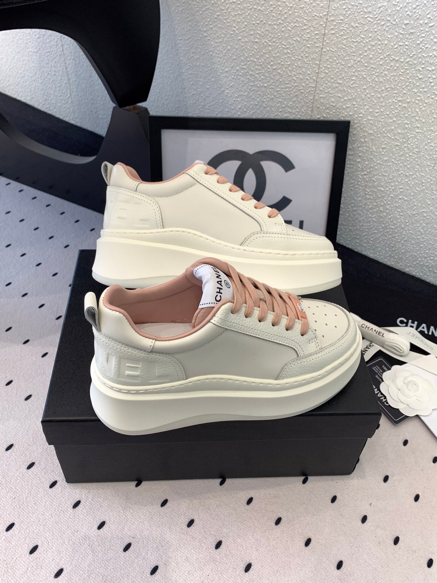 CC Sneaker In White Mix Rose Pink Cowhide 147104