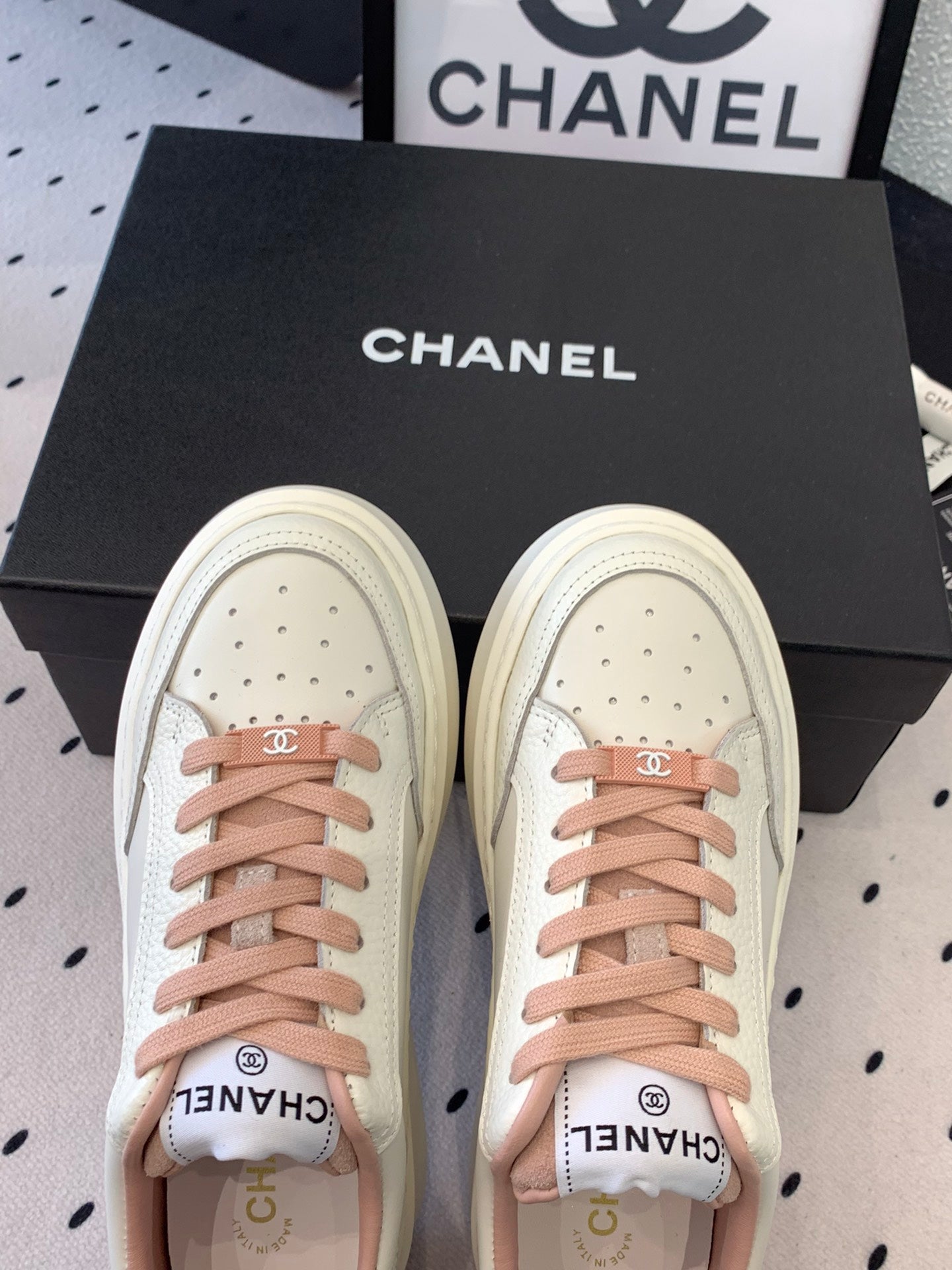 CC Sneaker In White Mix Rose Pink Cowhide 147104
