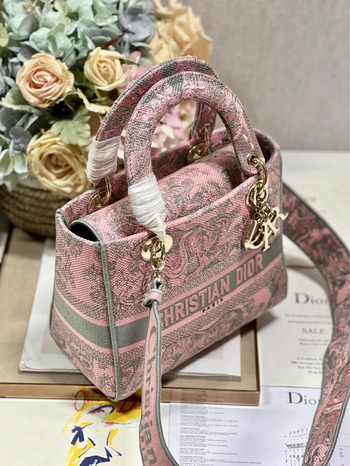 CD Old Foundation Tiger 24 Lady Dior Bag Canvas 336685
