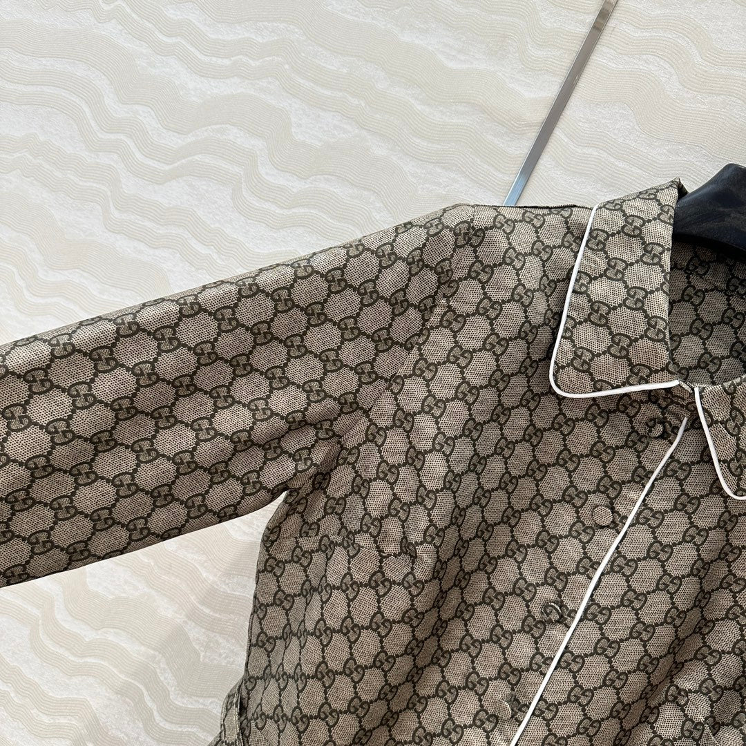 Gucci 25 Monogram Dress Gray Silk