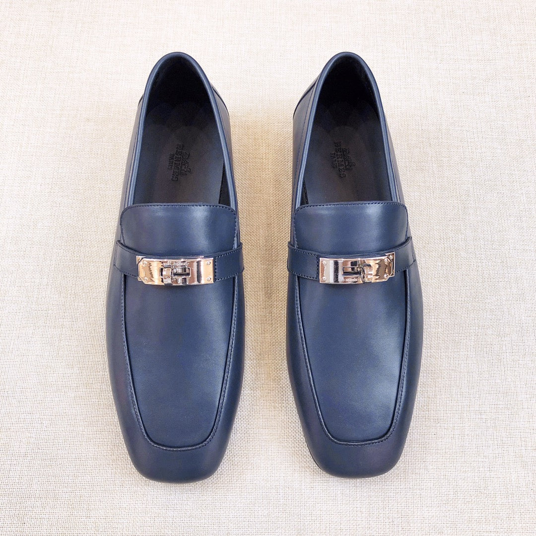 HM Men's Loafer Navy Blue Calfskin 539738