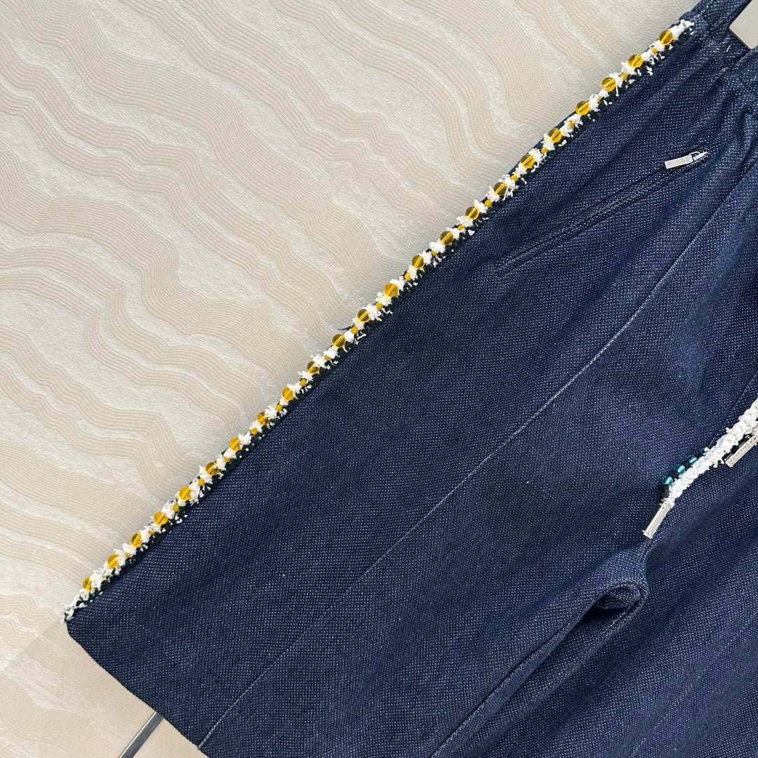 CC Shorts In Navy Blue Denim Fabric