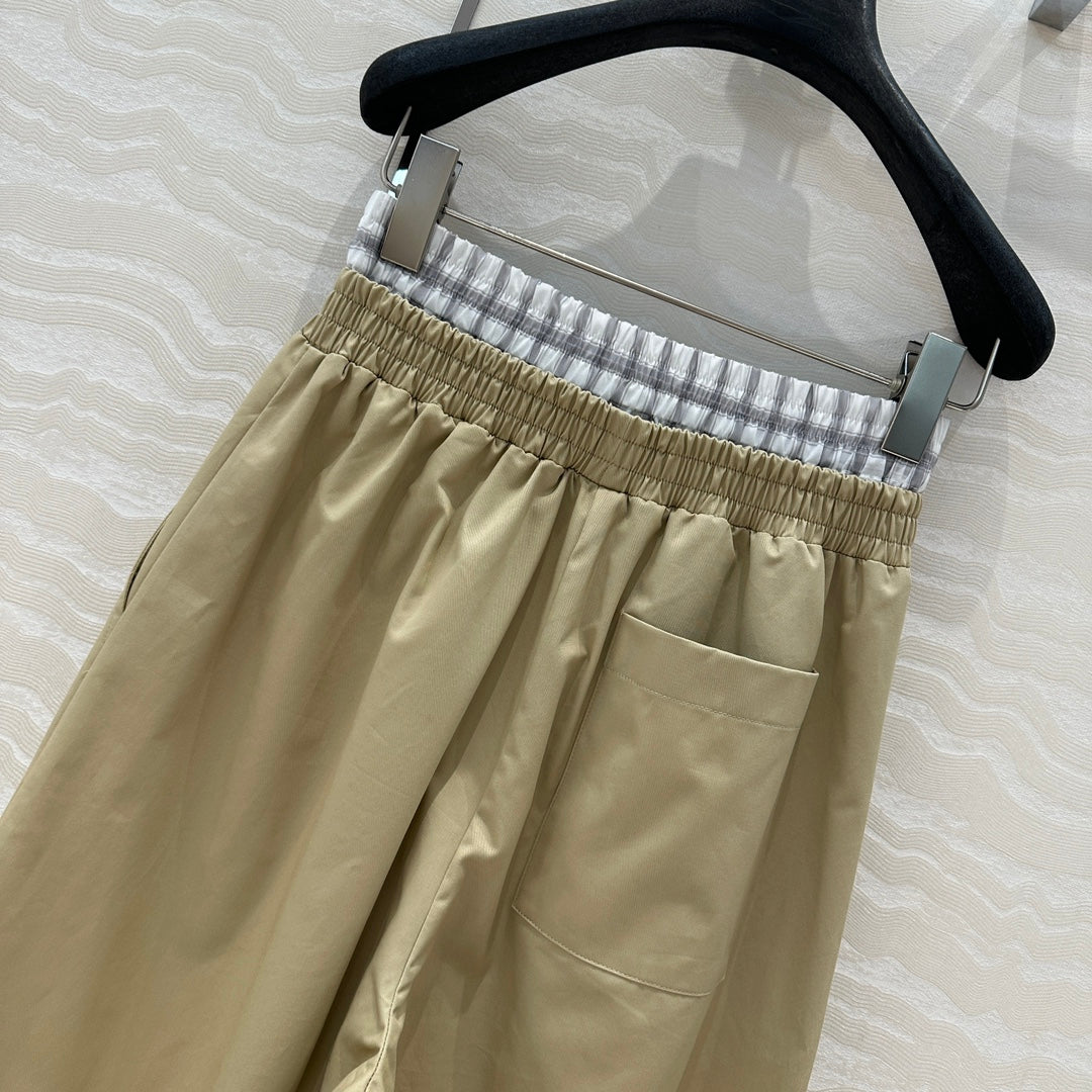 Loewe Wide-leg Straight Pants Beige Cotton