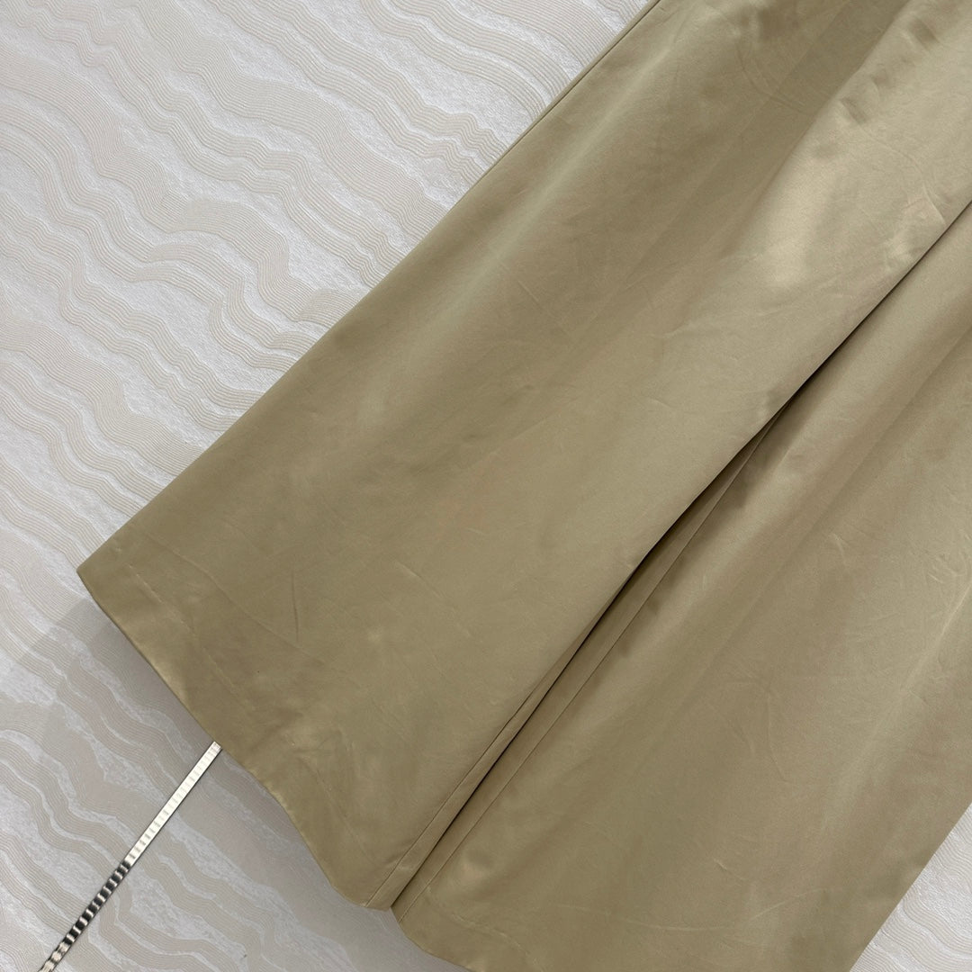 Loewe Wide-leg Straight Pants Beige Cotton