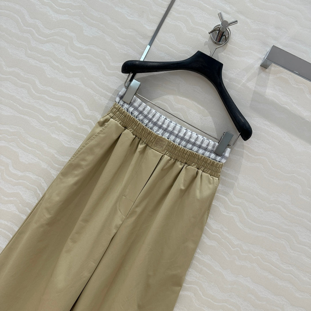 Loewe Wide-leg Straight Pants Beige Cotton