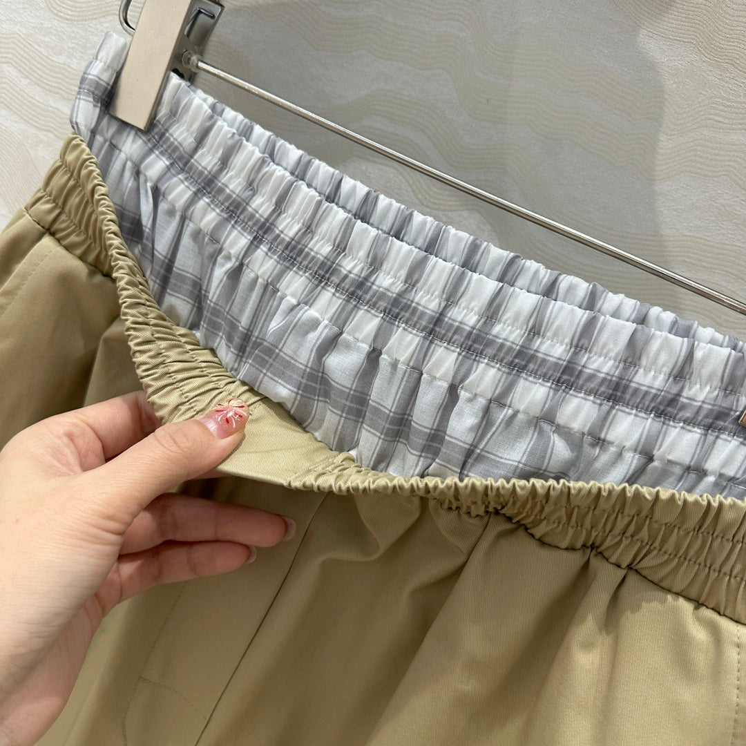 Loewe Wide-leg Straight Pants Beige Cotton