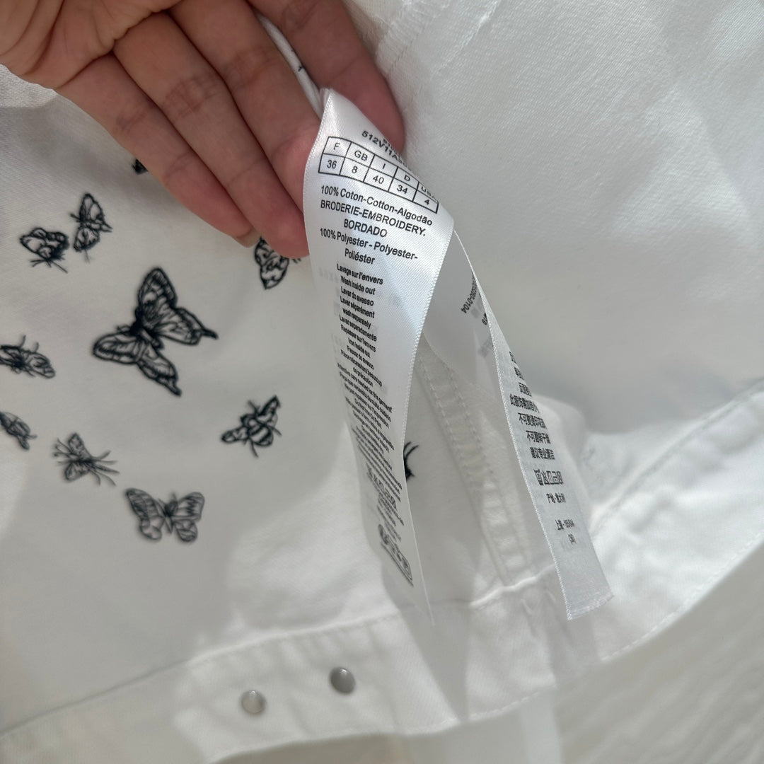 CD Butterfly Pattern denim Jacket White Cotton