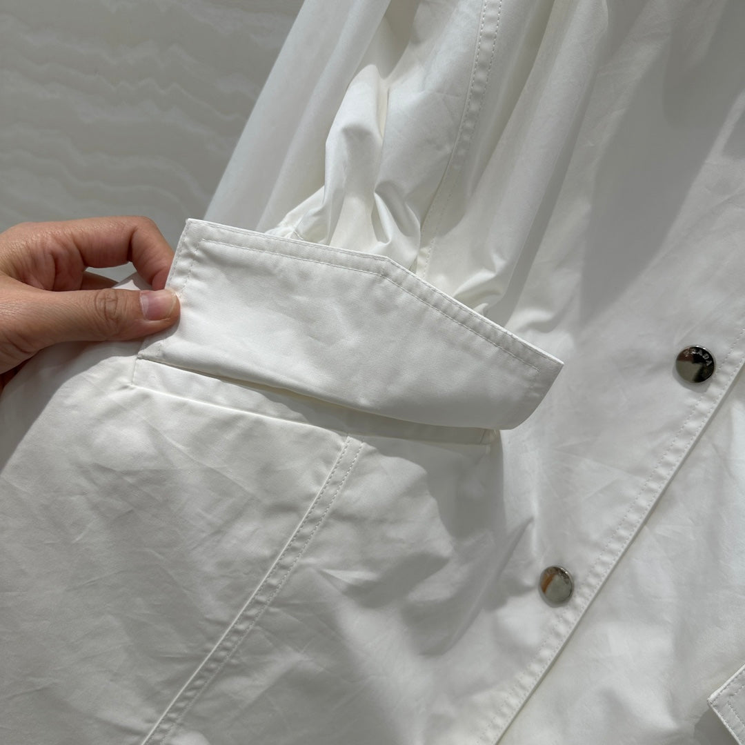 Prada 25 Windbreaker Coat White Cotton