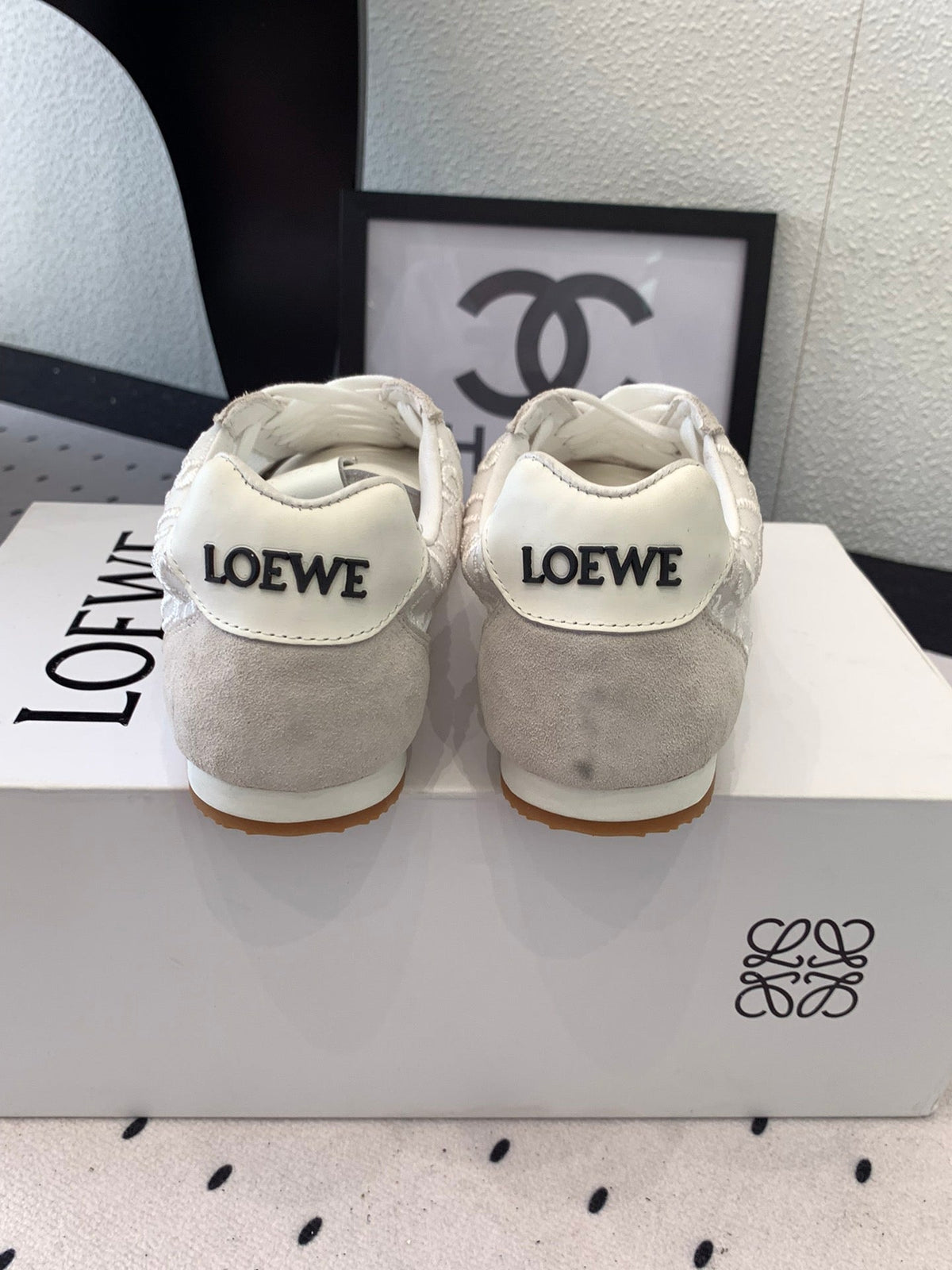 Loewe 25 Runner Sneaker White Mesh Suede