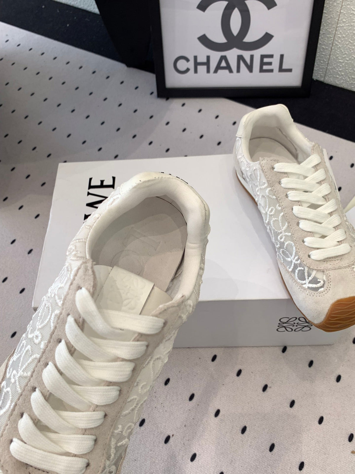 Loewe 25 Runner Sneaker White Mesh Suede