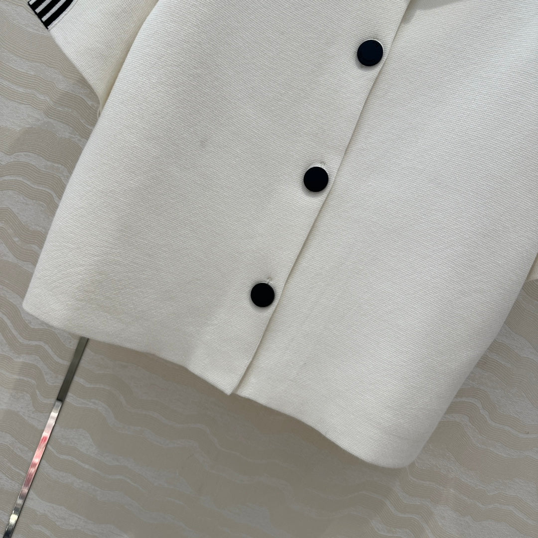CD Short-Sleeved Cardigan Jacket White Viscose Polyamide