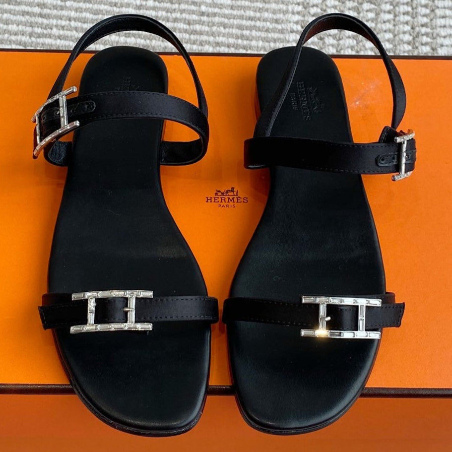 HM Cristal Sandals Black Calfskin 291448