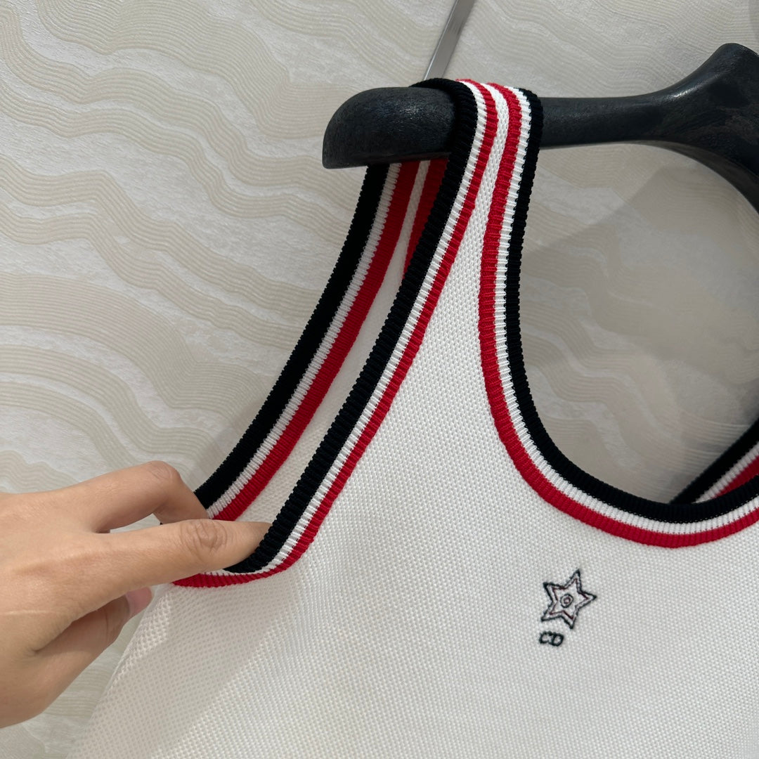 CD Tank Top White Rayon Polyester