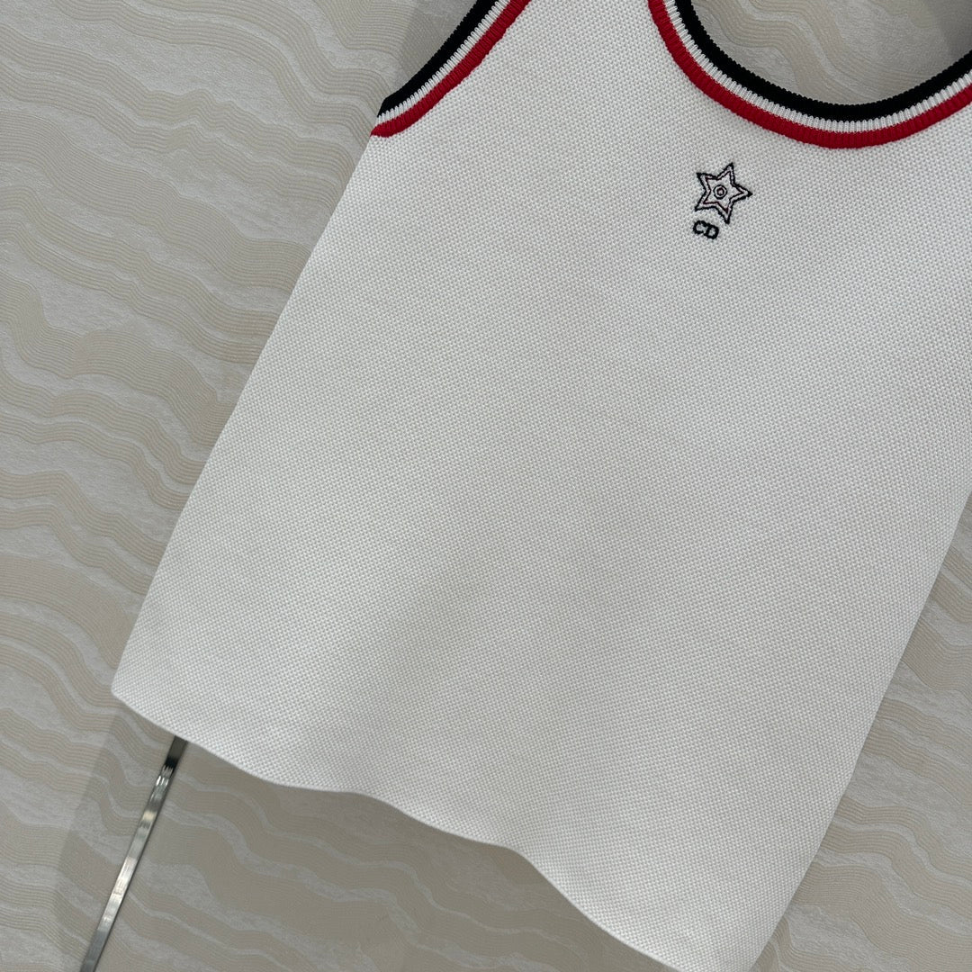 CD Tank Top White Rayon Polyester