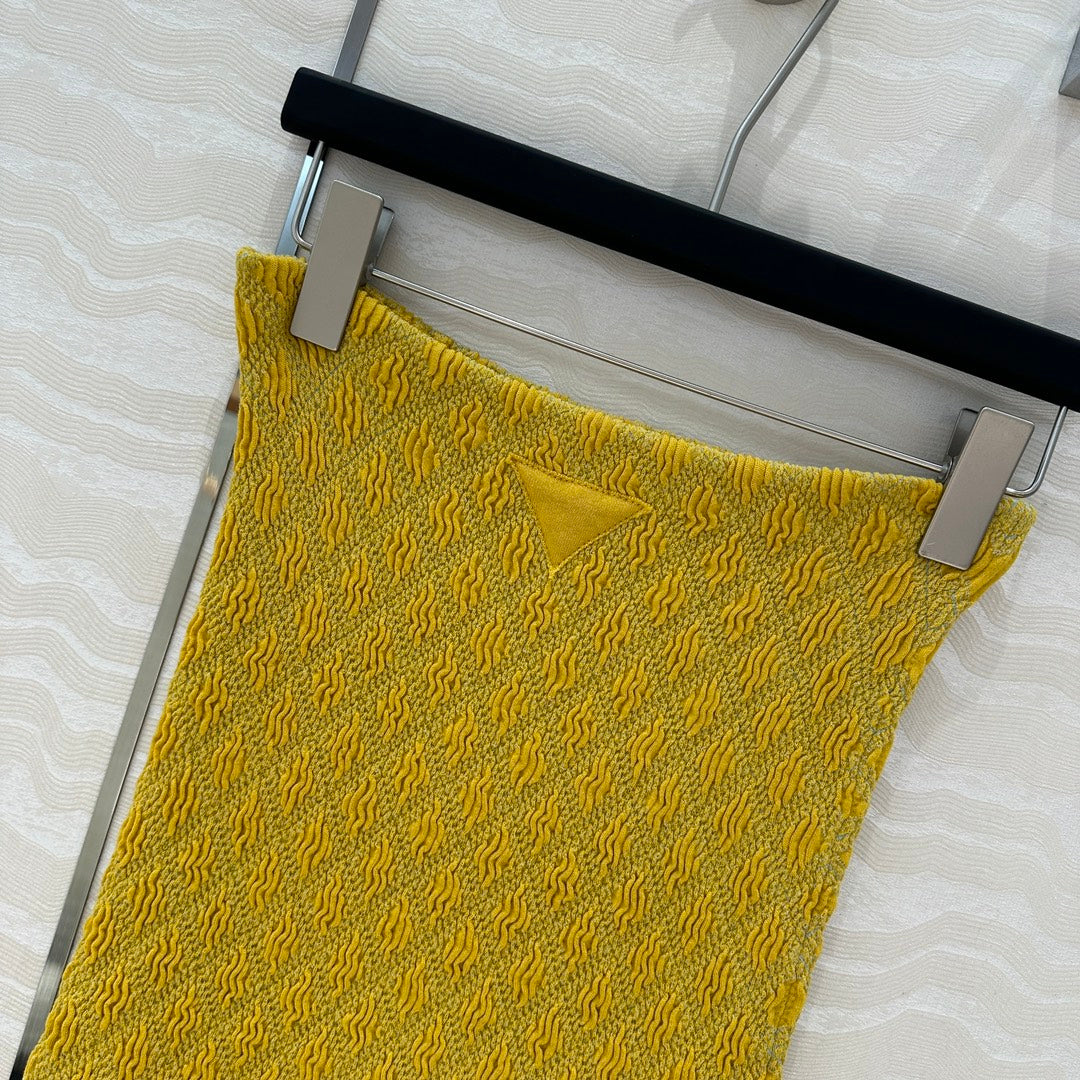 Prada Long Skirt Yellow Cotton Poliamide