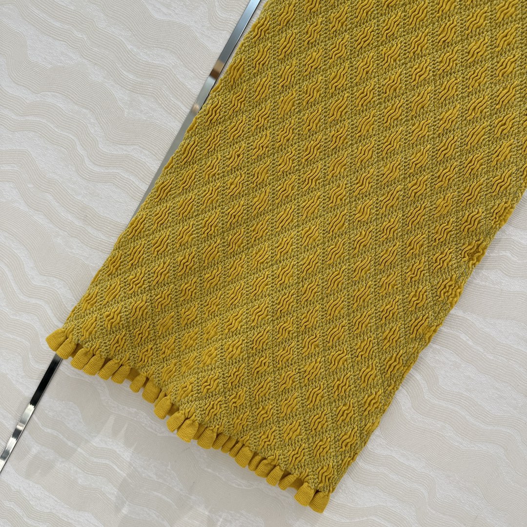 Prada Long Skirt Yellow Cotton Poliamide