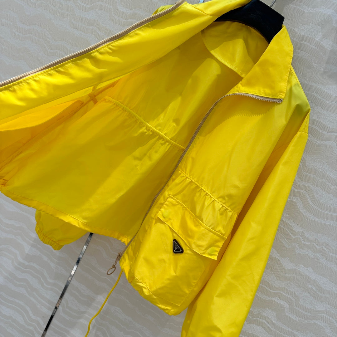 Prada Zipper Jacket Yellow Polyester