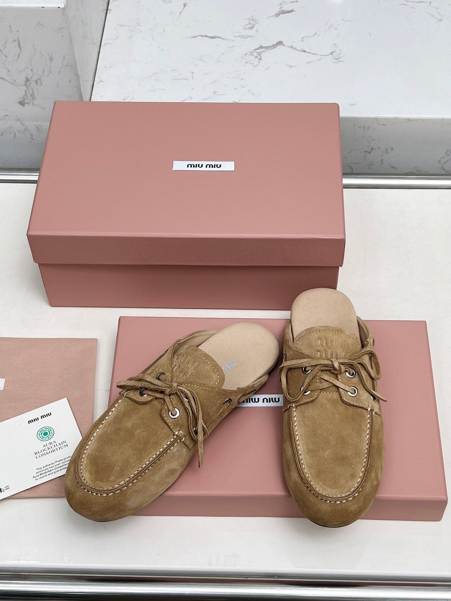 Miumiu 2026 Faded Mules Light Brown Suede 326958