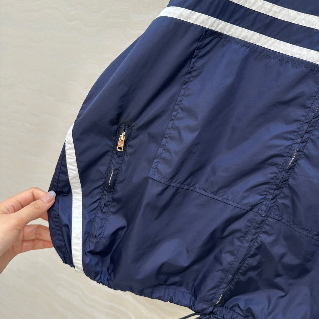 Prada Zipper Jacket Navy Blue Poliamida