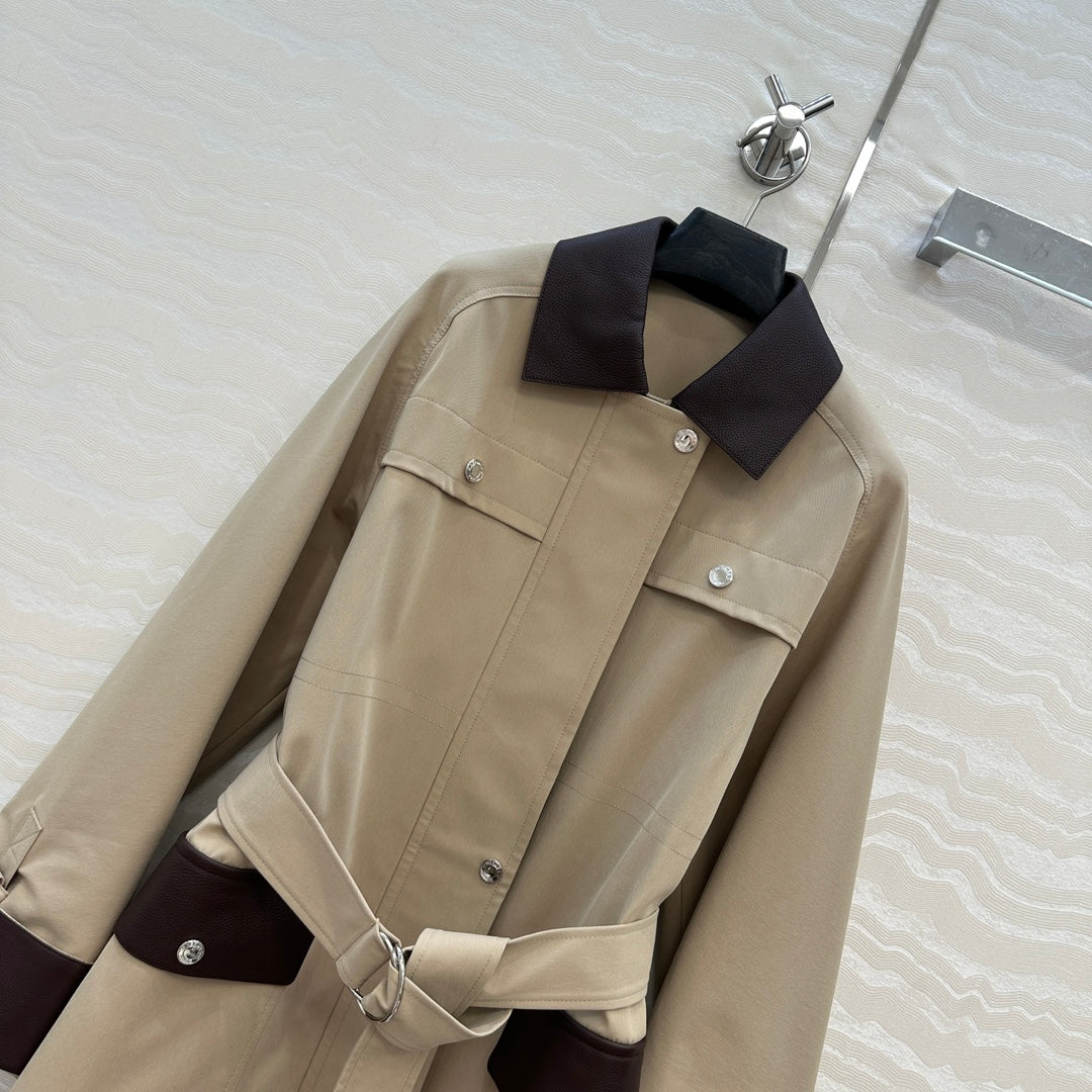 HM 25 Jacket Light Brown Fabric Mixed With Leather 02654