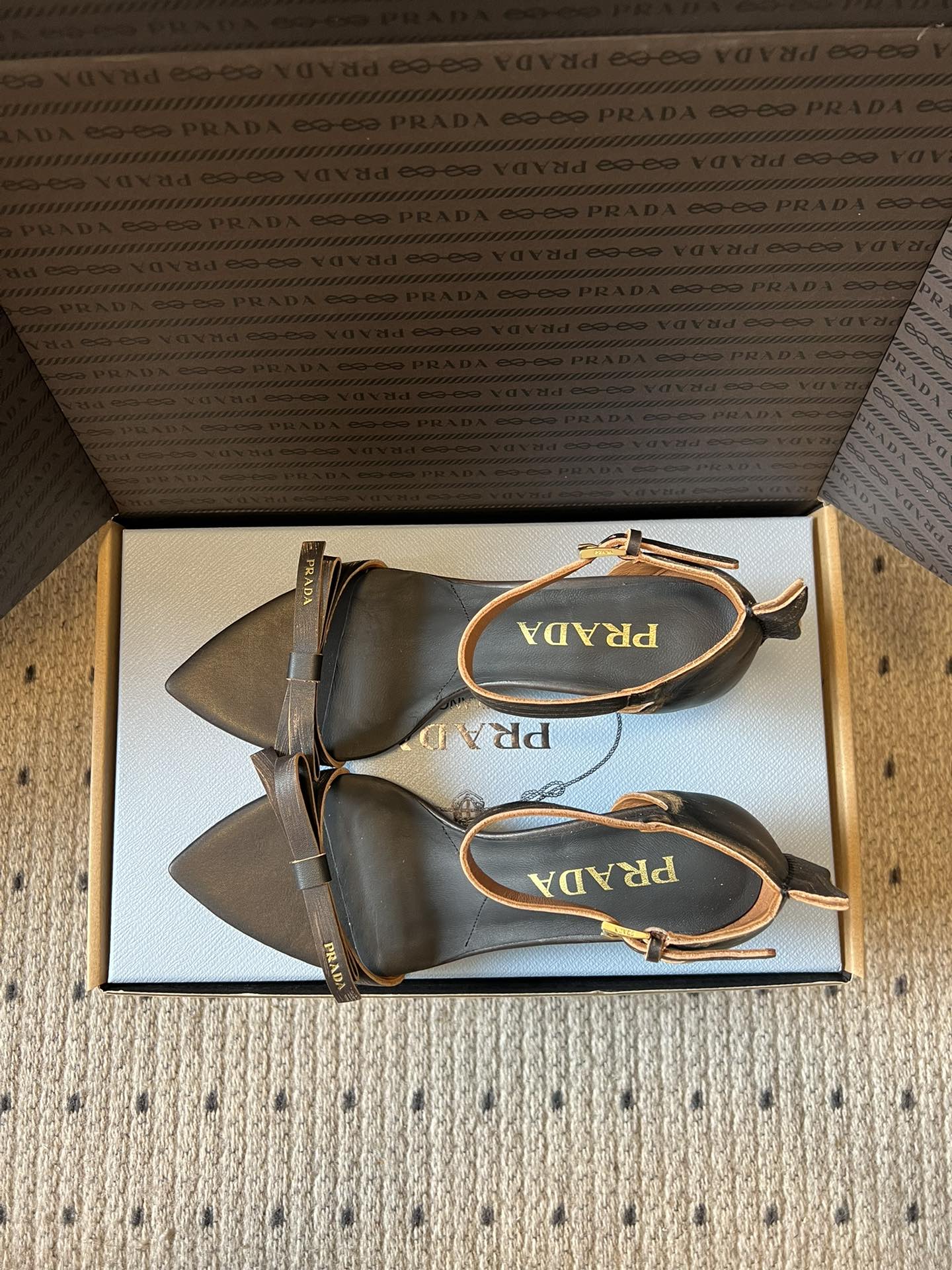 PRA 26S High-Heeled Sandals 60 Black Brown Cowhide 627445