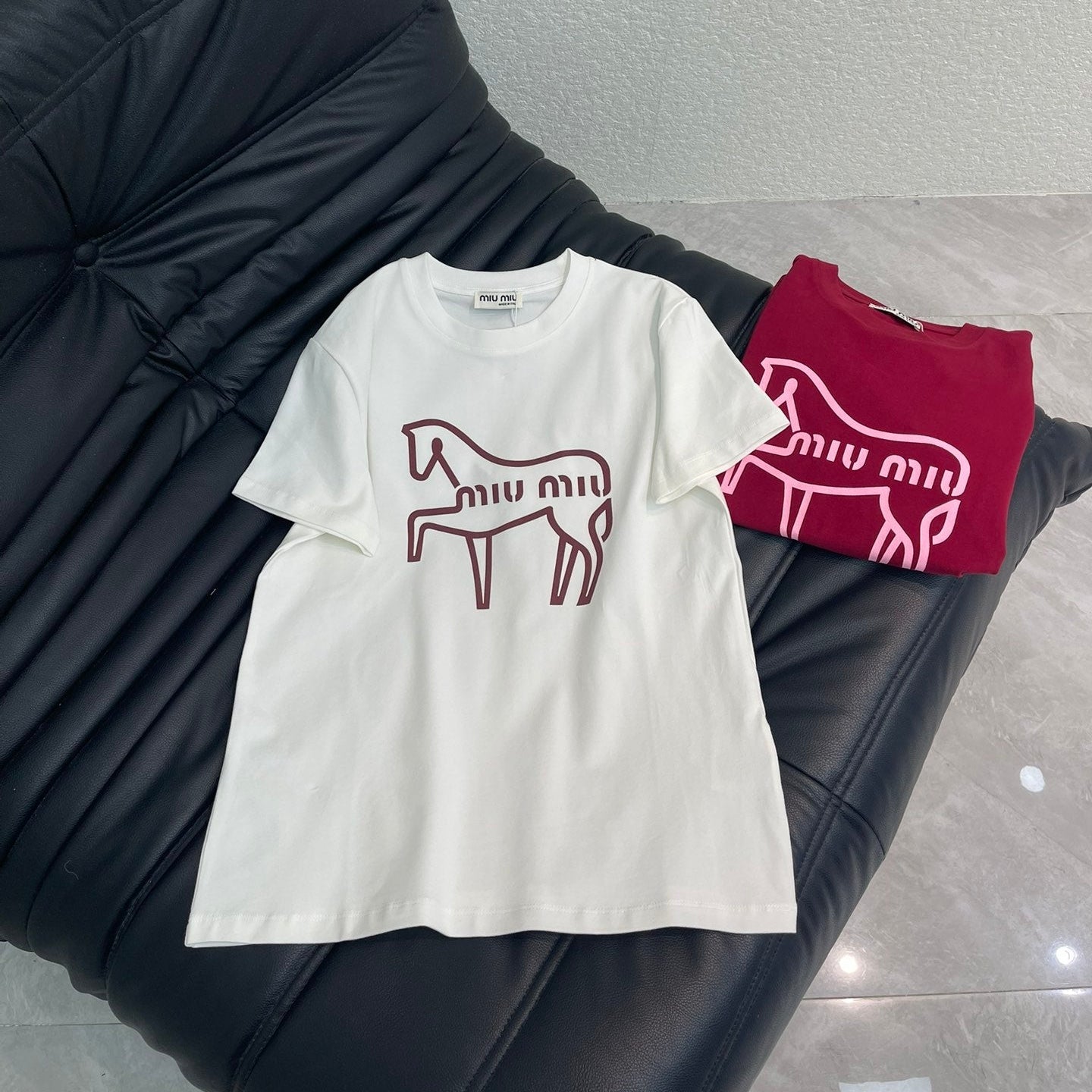 Miumiu 2026 Crew Neck Short-Sleeve T-Shirt with Logo Cotton 344319