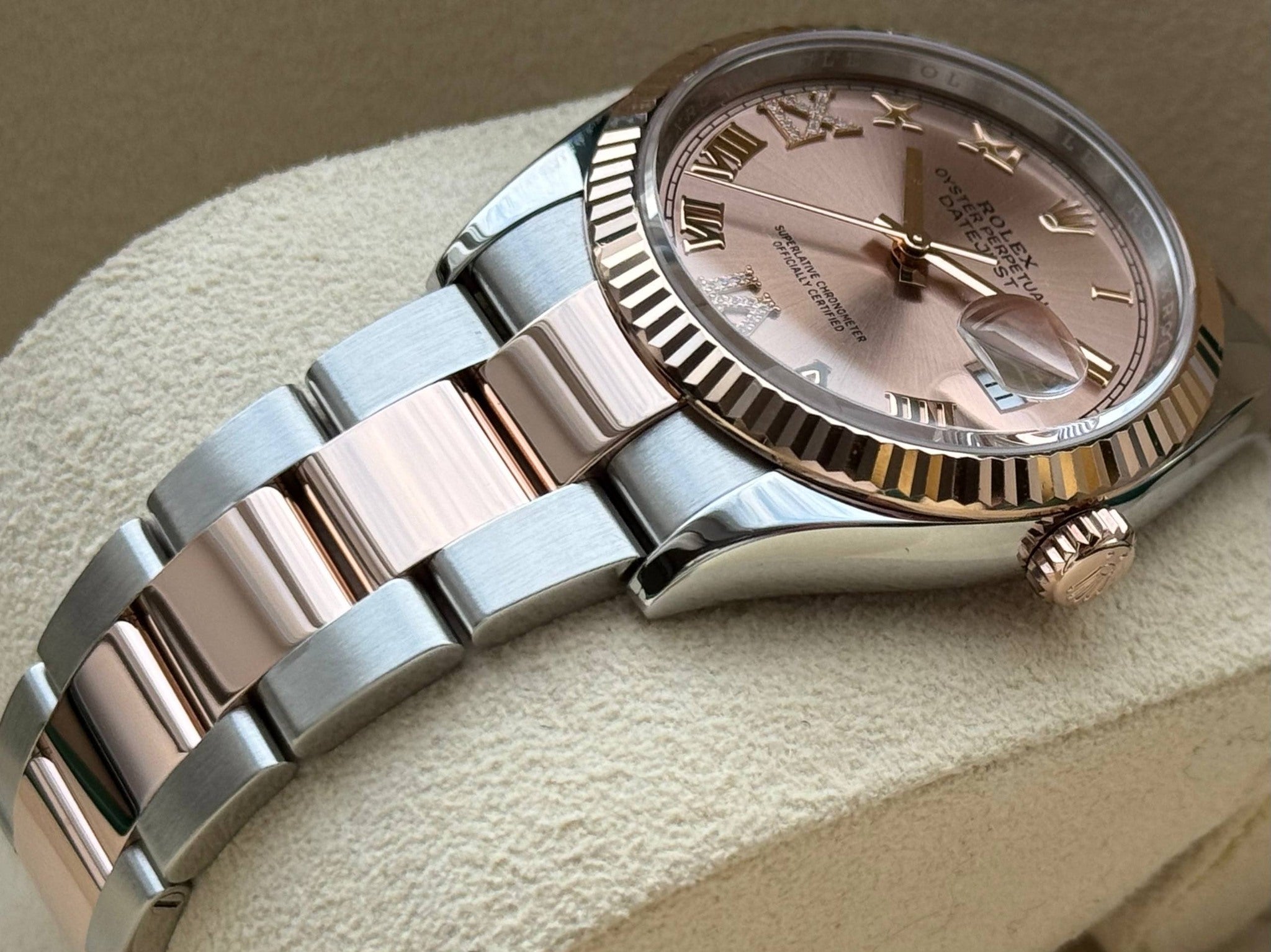 Rolex Datejust 36mm Stainless Steel and Rose Gold Rose VI IX Roman Oyster
