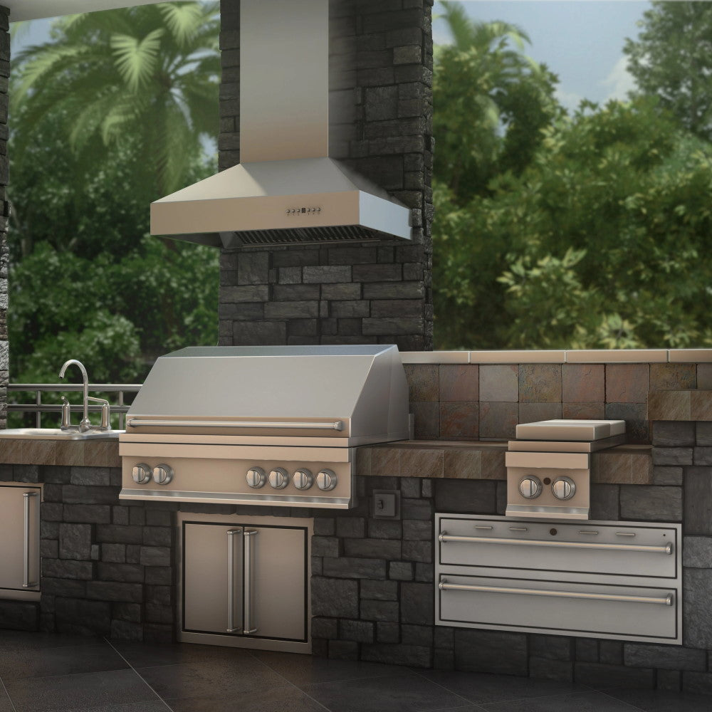 ZLINE Ducted Wall Mount Range Hood in Outdoor Approved Stainless Steel (697-304)
