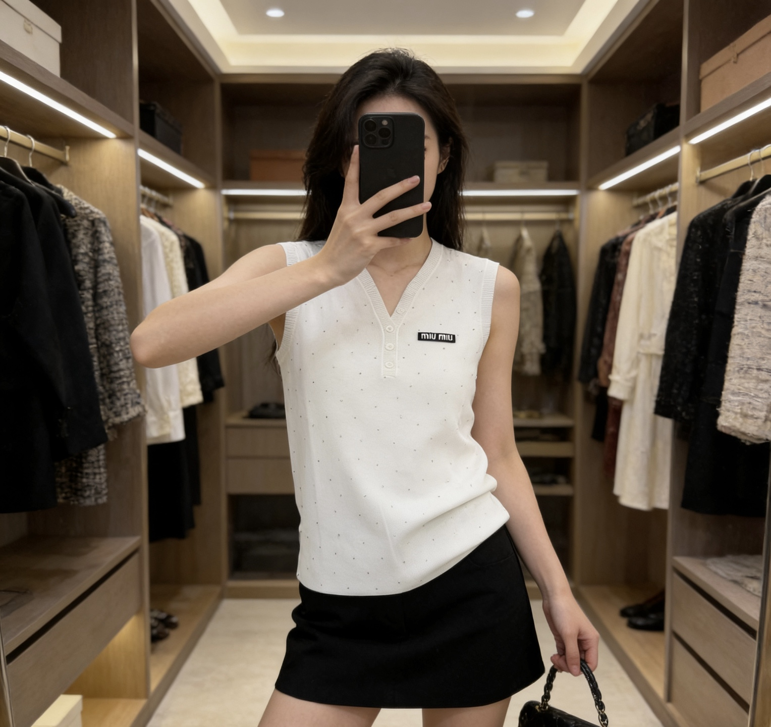 Miumiu 2026 Sleeveless Knit Top Pink White Black Blue Wool