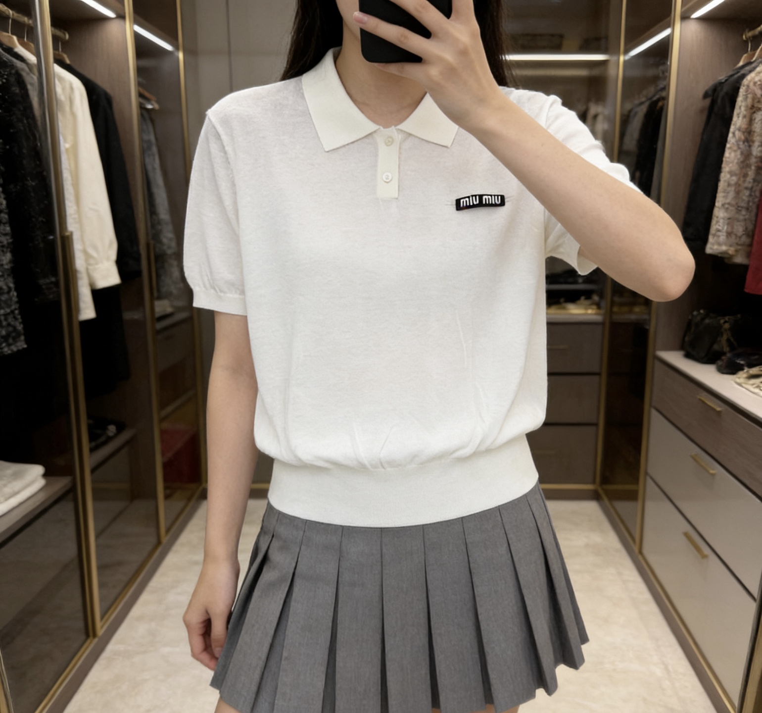Miumiu 2026 Polo Shirt White Gray Blue Pink Cashmere