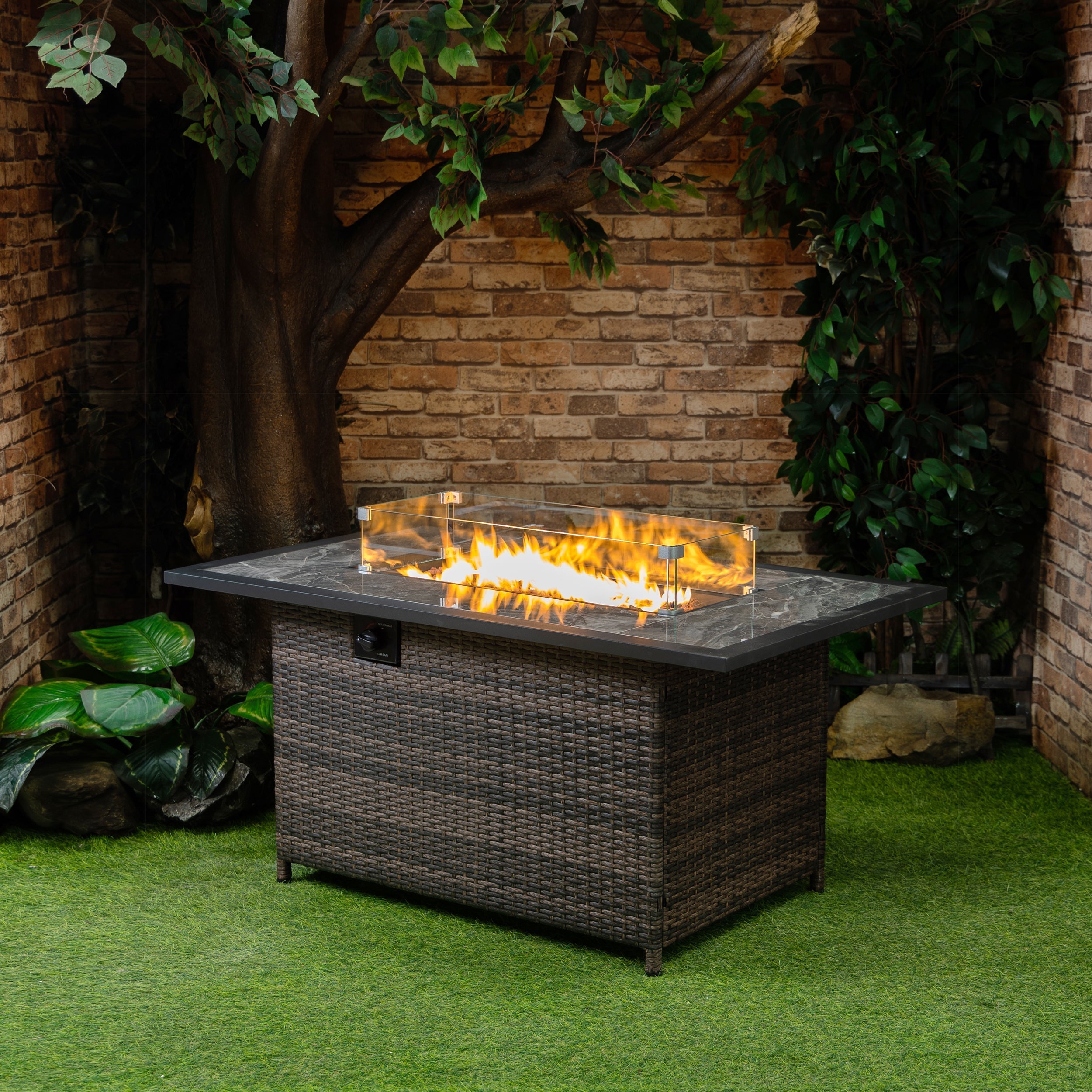 DekoLiving COB10002 Wicker Gas Outdoor Firepit